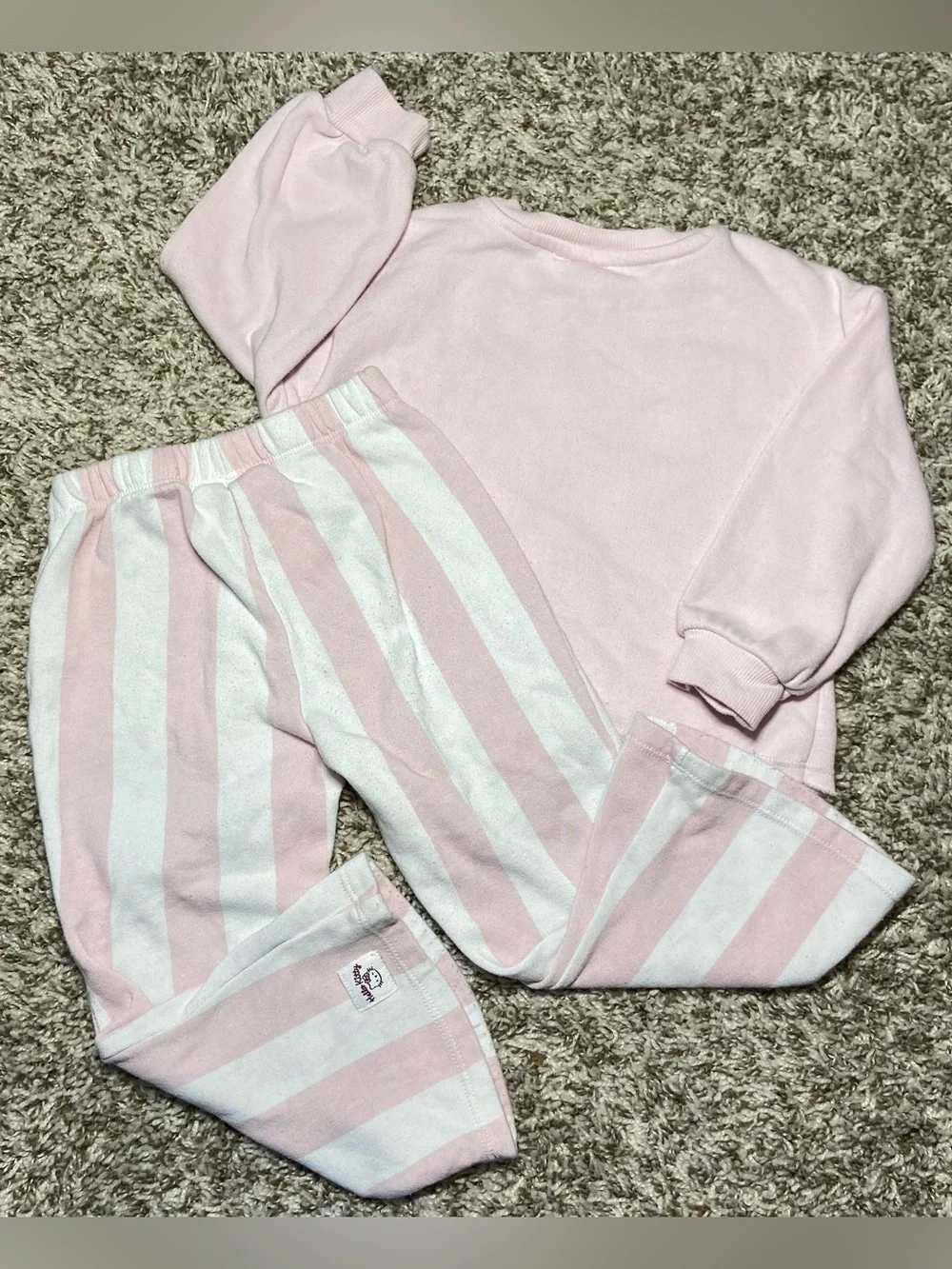 HELLO KITTLE Pink 2pc Sweatsuit Stripes Size 3T